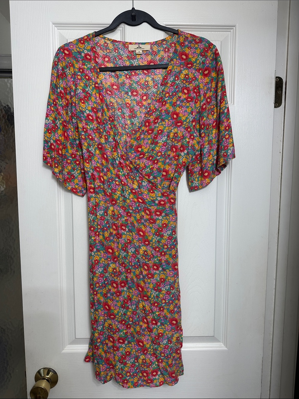 Rip Curl Red Floral Midi Dress with Multicolor Blooms